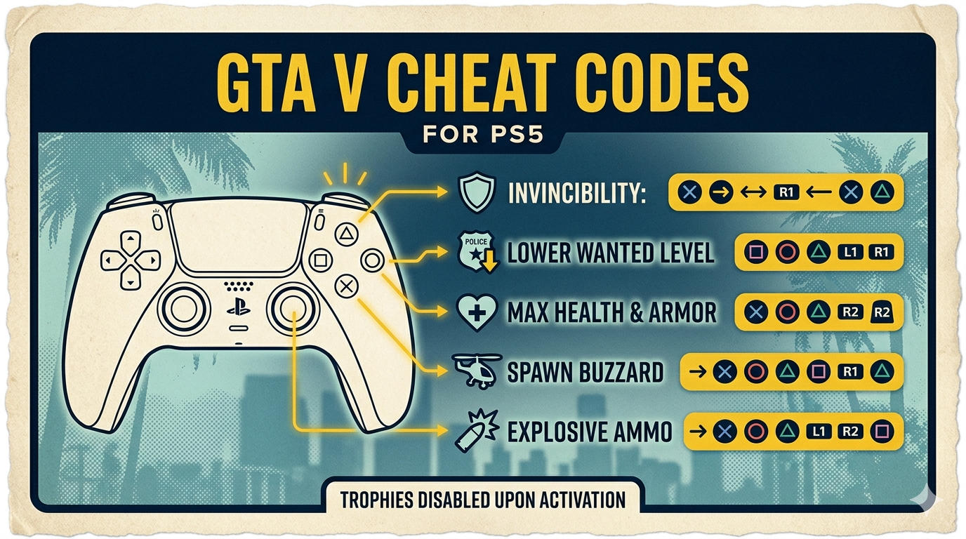 GTA V PS5 Cheat Codes List: All Weapons, Vehicles & Money