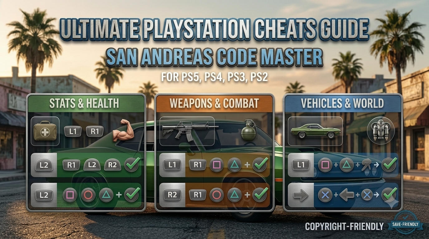 GTA San Andreas Cheat Codes - PlayStation Edition