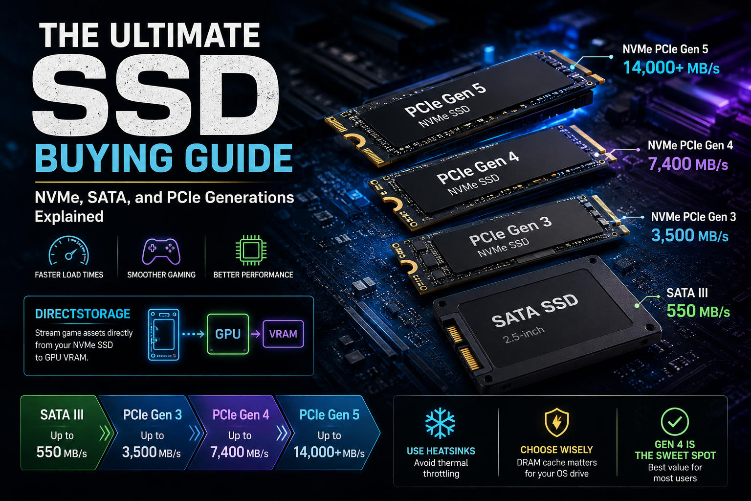 Ultimate SSD Buying Guide (2026): NVMe vs SATA, PCIe Gen 3, 4 & 5 Explained