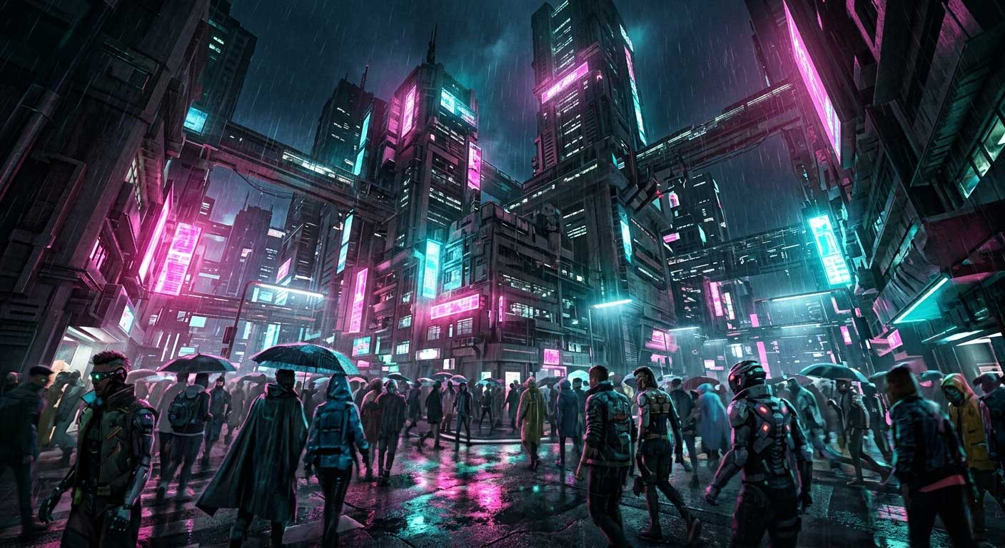 cyber punk 2077 : Night City's architecture is a stunning, oppressive monument to corporate dominance and futuristic grunge.